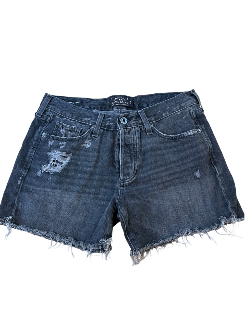 Lucky Brand Black Denim The Boyfriend Short. Size 2